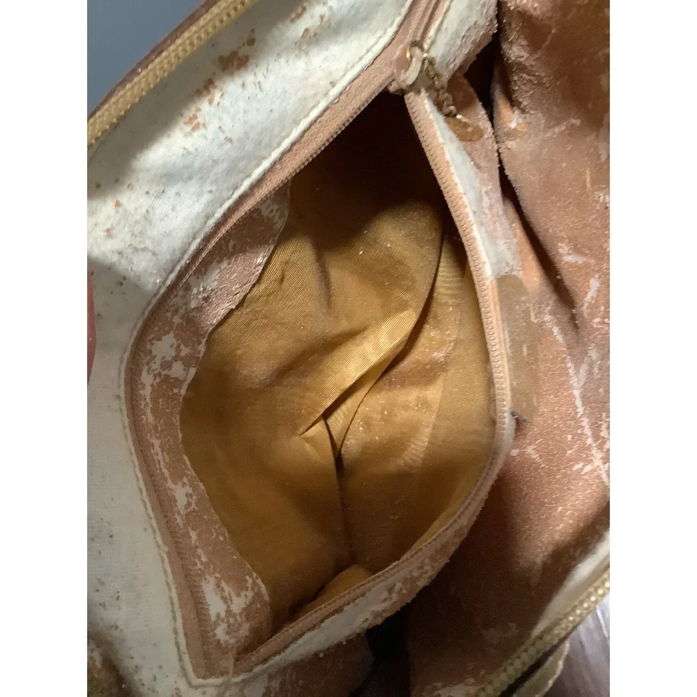 Vintage Gucci Monogram Boston Canvas Leather Handbag Shoulder Bag Made in Italy - Picture 10 of 11